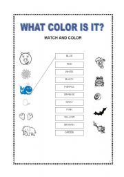 English worksheet: What color is it? 