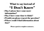 English Worksheet: I Dont Know Poster