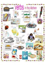 VERBS IN THE KITCHEN, EXERCISES AND KEYS INCLUDED