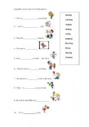English Worksheet: present continuous tense worksheet