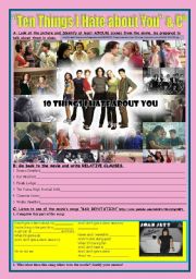 English Worksheet: TEENS, friends,love,school -Film: 10thingsIhateAboutYou