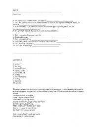 English Worksheet: Sport vocabulary and a poem