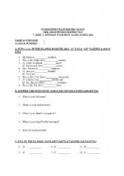 English worksheet: 7th class exam