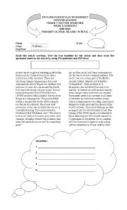 English Worksheet: Reading text