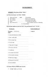 English Worksheet: was/were worksheet