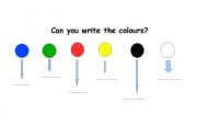 English worksheet: Write the colours