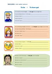 English Worksheet: Describing : verb To Be and To Have Got