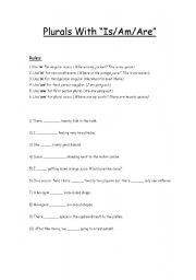 English worksheet: Plurals With Is/Am/Are