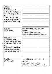 English Worksheet: Bus stop - working with texts