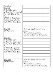 English worksheet: Bus stop - working with texts