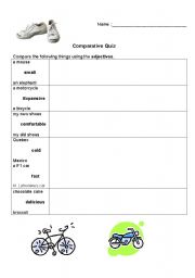 English worksheet: Comparative Quiz