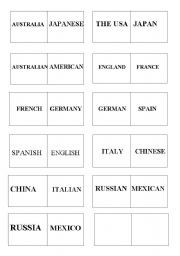English worksheet: DOMIN COUNTRIES AND NATIONALITIES
