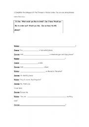 English worksheet: Ordering in a cafe bar