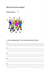 English worksheet: Clothes - What are the kids wearinng?