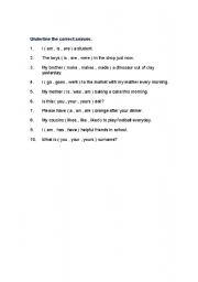 English worksheet: Verb to be