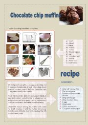 chocolate chip muffins recipe and cooking vocab