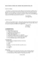 English worksheet: MAKING AND RESPONDING TO A COMPLAINT
