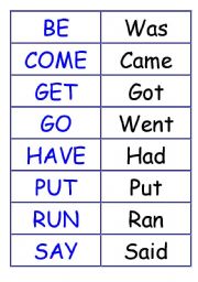 Regular / Irregular verbs - word cards - ESL worksheet by pat_trixa