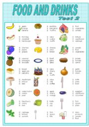 English Worksheet: FOOD AND DRINKS    TEST-2