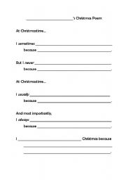 English Worksheet: Adverb Christmas Poem