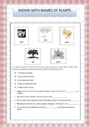English Worksheet: idioms with the names of plants