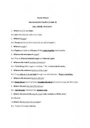 English Worksheet: Environment Studies