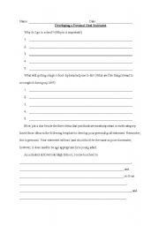 English worksheet: Personal Goal Statement