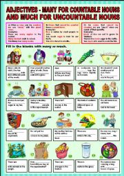 Adjectives - many for countable nouns and much for uncountable nouns