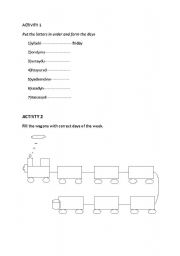 English worksheet: days of week