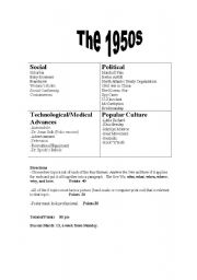 English Worksheet: The 1950s