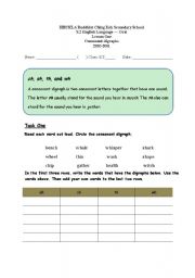 English Worksheet: consonant diagraphs