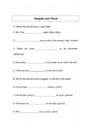 English Worksheet: Singular and Plural