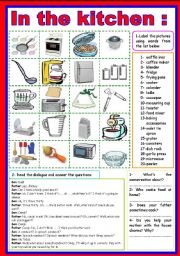 English Worksheet: in the kitchen 