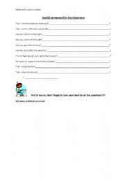 English worksheet: Useful sentences for the English class!