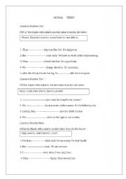 English worksheet: modal  verb