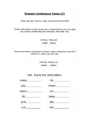 English worksheet: Present Continuous Tense