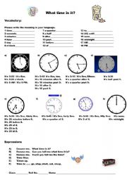 English Worksheet: What time is it