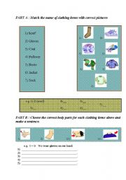 English worksheet: exercise about clothes