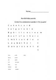 English worksheet: puzzle  birthday game