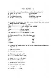 English worksheet: tests