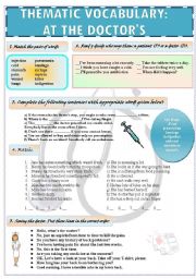 English Worksheet: THEMATIC VOCABULARY: AT THE DOCTORS 