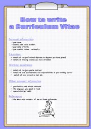English Worksheet: How to write a Curriculum Vitae