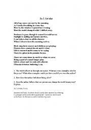 English Worksheet: poem comprehension