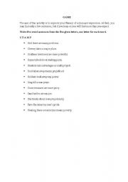 English worksheet: Game