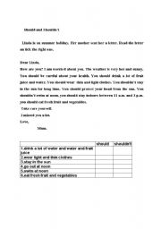 English Worksheet: should and should not