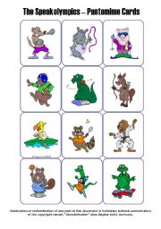 Miming / Pantomime Cards - The Animal Speakolympics (set of 36 cards)