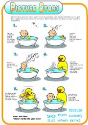 English Worksheet: Picture Story: The Little Duck (Grammar Up! Task)