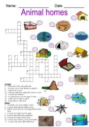 Animal Homes crossword