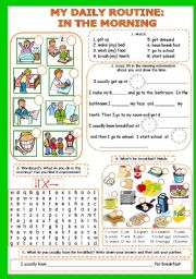 English Worksheet: My daily routine (in the morning) Part 1 