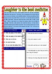 English Worksheet: Reading comprehension Test ( Theme: Smile)